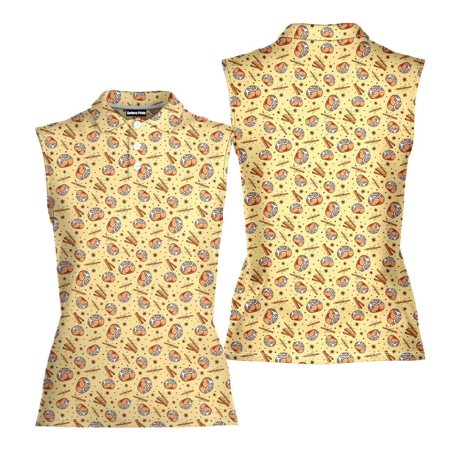 Buns-Women Sleeveless Polo Shirt-Gerbera Prints