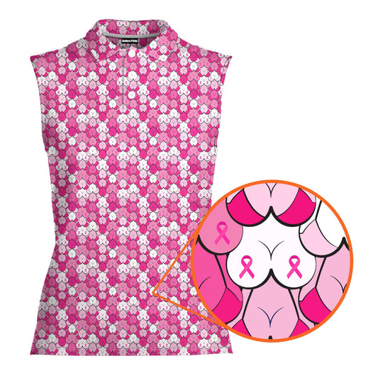 Pink Ribbon - Ladies Sleeveless Golf Polo Shirt