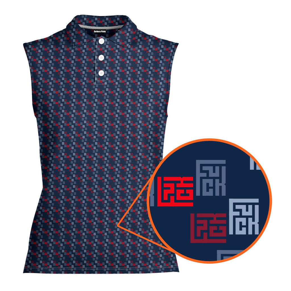 Word Art-Women Sleeveless Polo Shirt-Gerbera Prints
