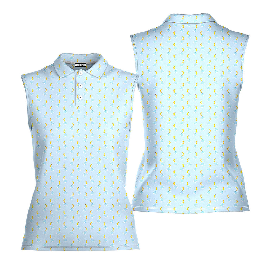 Banana Deep in Jar-Women Sleeveless Polo Shirt-Gerbera Prints