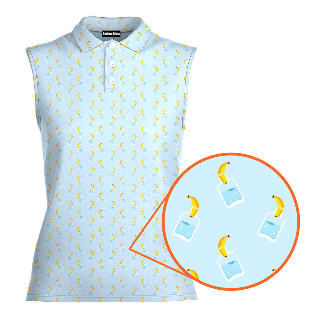 Banana Deep in Jar-Women Sleeveless Polo Shirt-Gerbera Prints