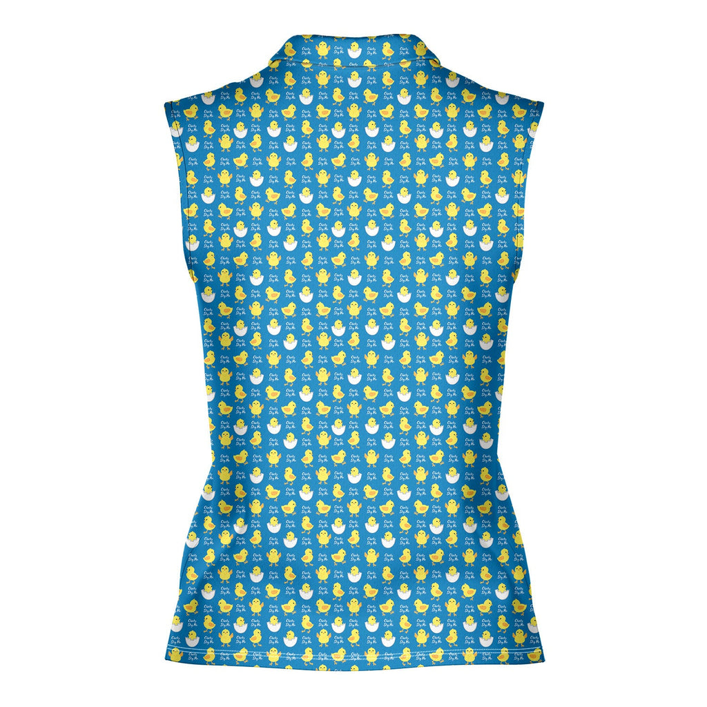 Chicks Dig Me Easter Eggs-Women Sleeveless Polo Shirt-Gerbera Prints