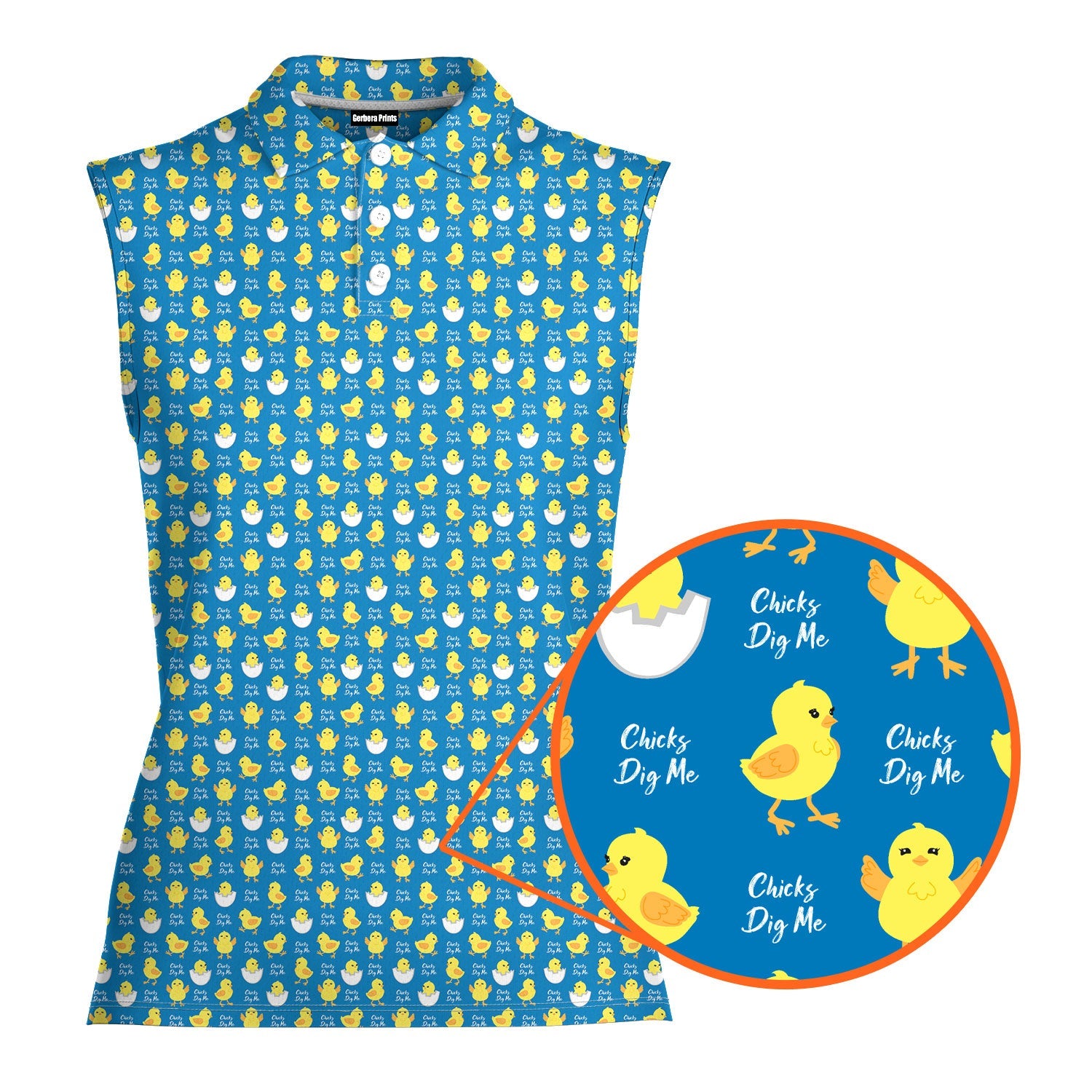 Chicks Dig Me Easter Eggs-Women Sleeveless Polo Shirt-Gerbera Prints