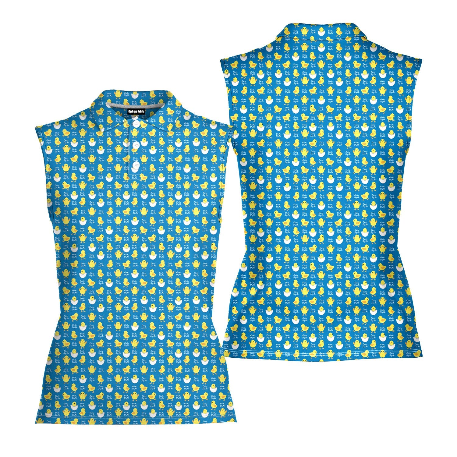 Chicks Dig Me Easter Eggs-Women Sleeveless Polo Shirt-Gerbera Prints