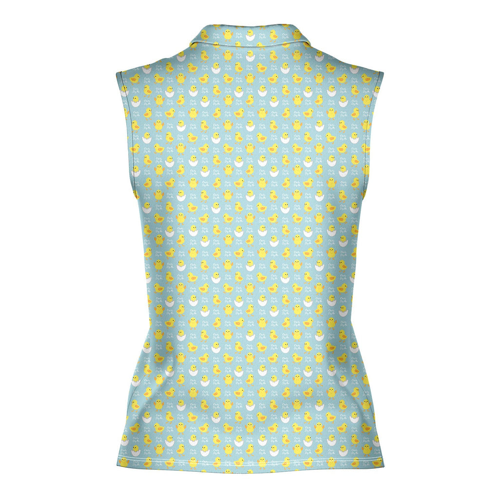 Chicks Dig Me Easter Eggs-Women Sleeveless Polo Shirt-Gerbera Prints