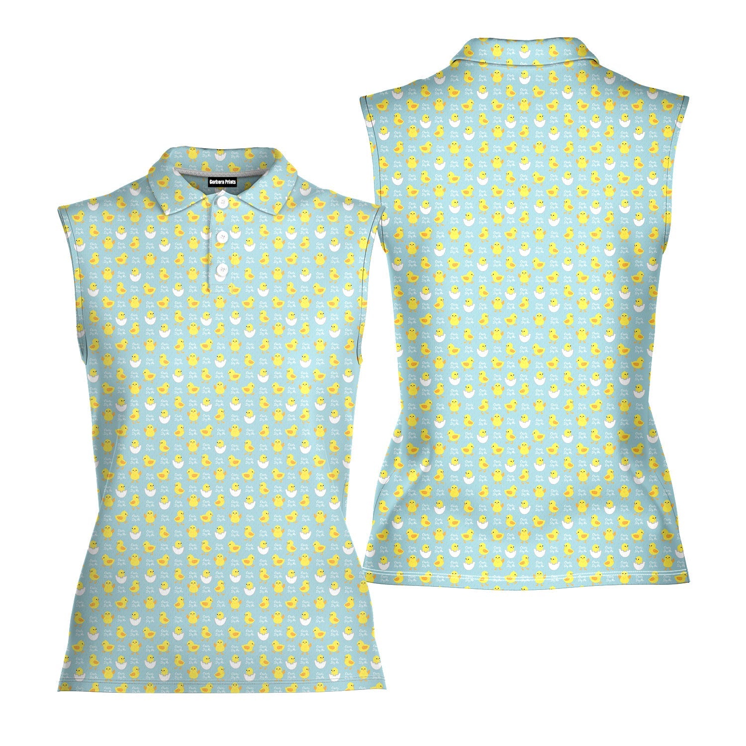 Chicks Dig Me Easter Eggs-Women Sleeveless Polo Shirt-Gerbera Prints