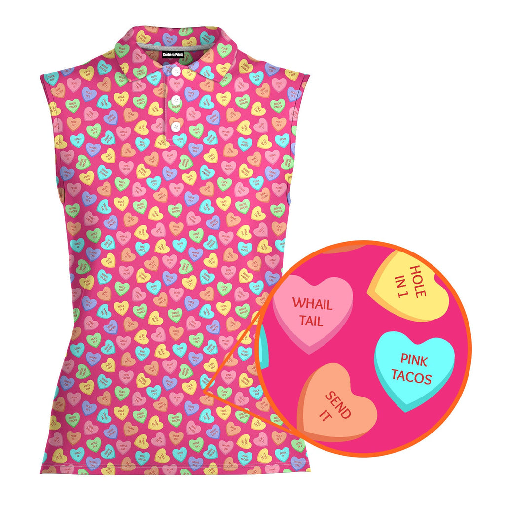 Skittles Candy-Women Sleeveless Polo Shirt-Gerbera Prints