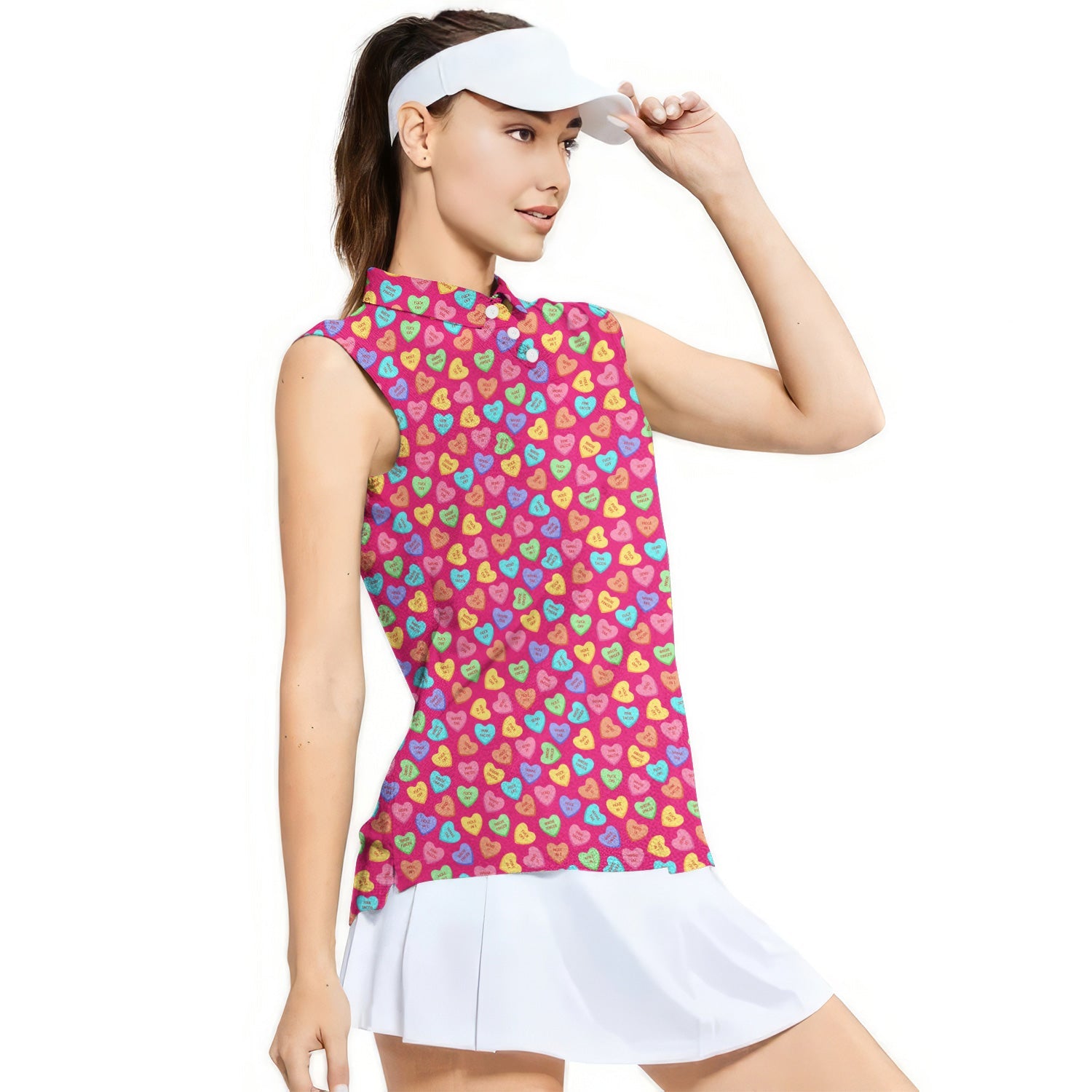 Skittles Candy-Women Sleeveless Polo Shirt-Gerbera Prints