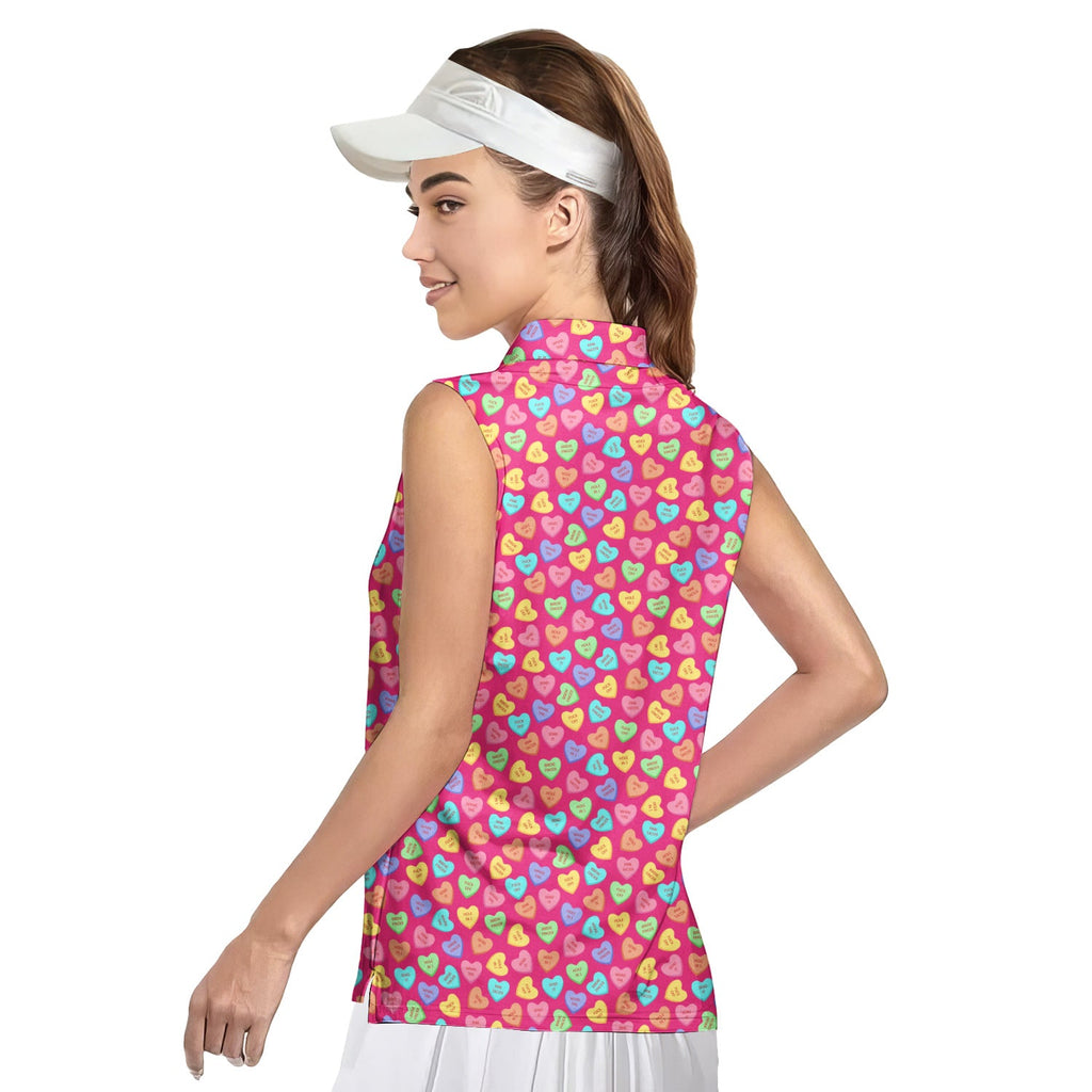 Skittles Candy-Women Sleeveless Polo Shirt-Gerbera Prints