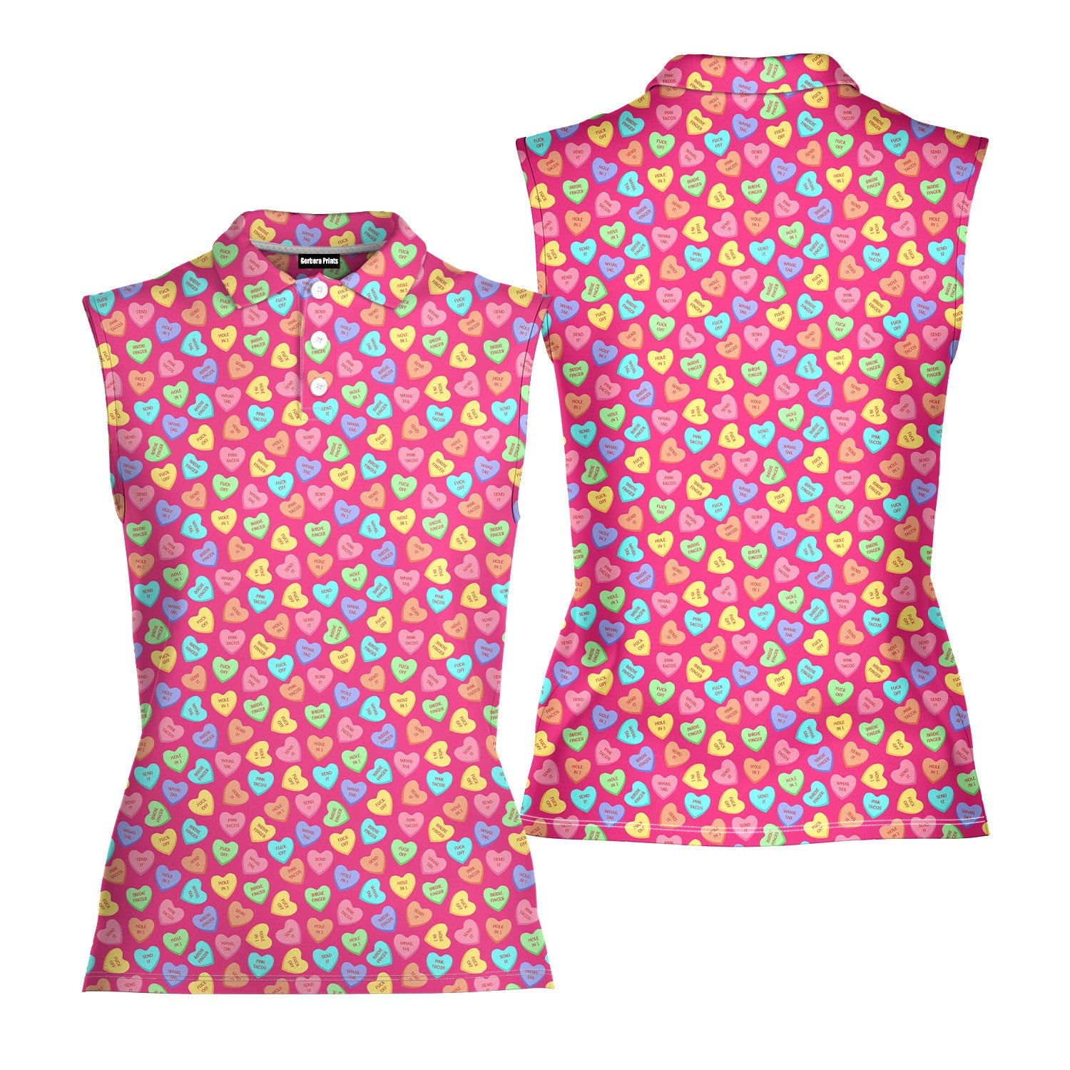 Skittles Candy-Women Sleeveless Polo Shirt-Gerbera Prints