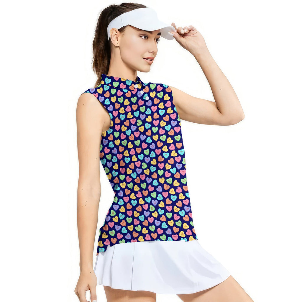 Skittles Candy-Women Sleeveless Polo Shirt-Gerbera Prints