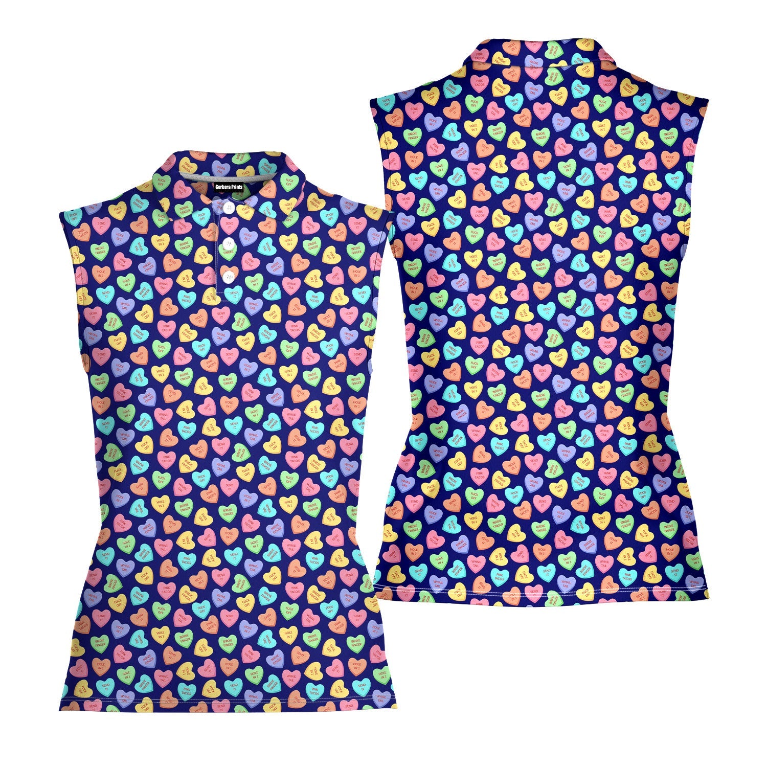 Skittles Candy-Women Sleeveless Polo Shirt-Gerbera Prints