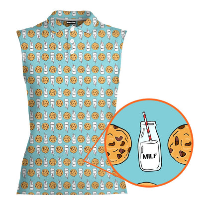Milk 'N' Cookies - Ladies Sleeveless Golf Polo Shirt