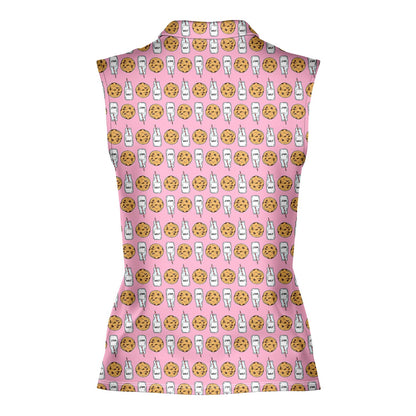 Milk 'N' Cookies - Ladies Sleeveless Golf Polo Shirt
