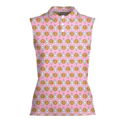 Milk 'N' Cookies - Ladies Sleeveless Golf Polo Shirt