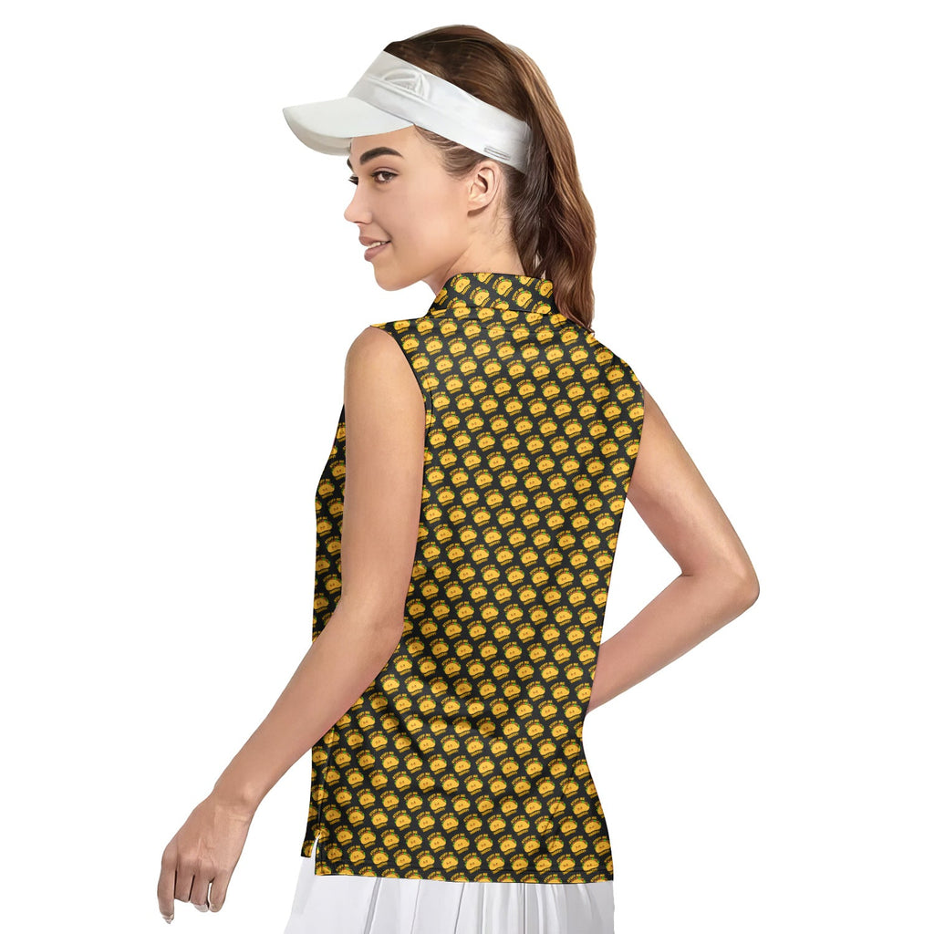 Stuff Me Daddy-Women Sleeveless Polo Shirt-Gerbera Prints