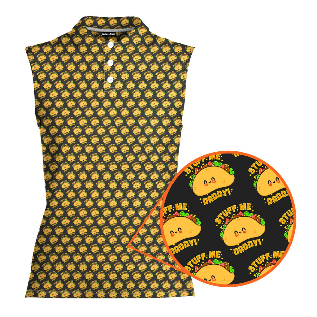 Stuff Me Daddy-Women Sleeveless Polo Shirt-Gerbera Prints