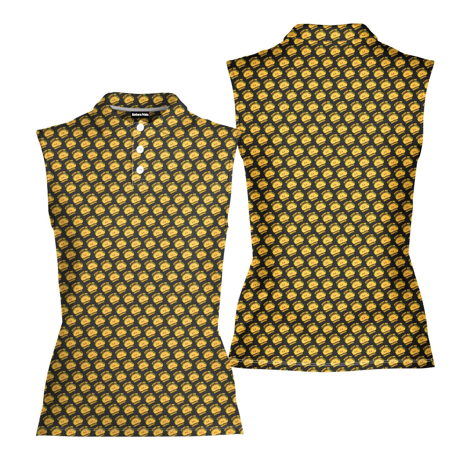 Stuff Me Daddy-Women Sleeveless Polo Shirt-Gerbera Prints