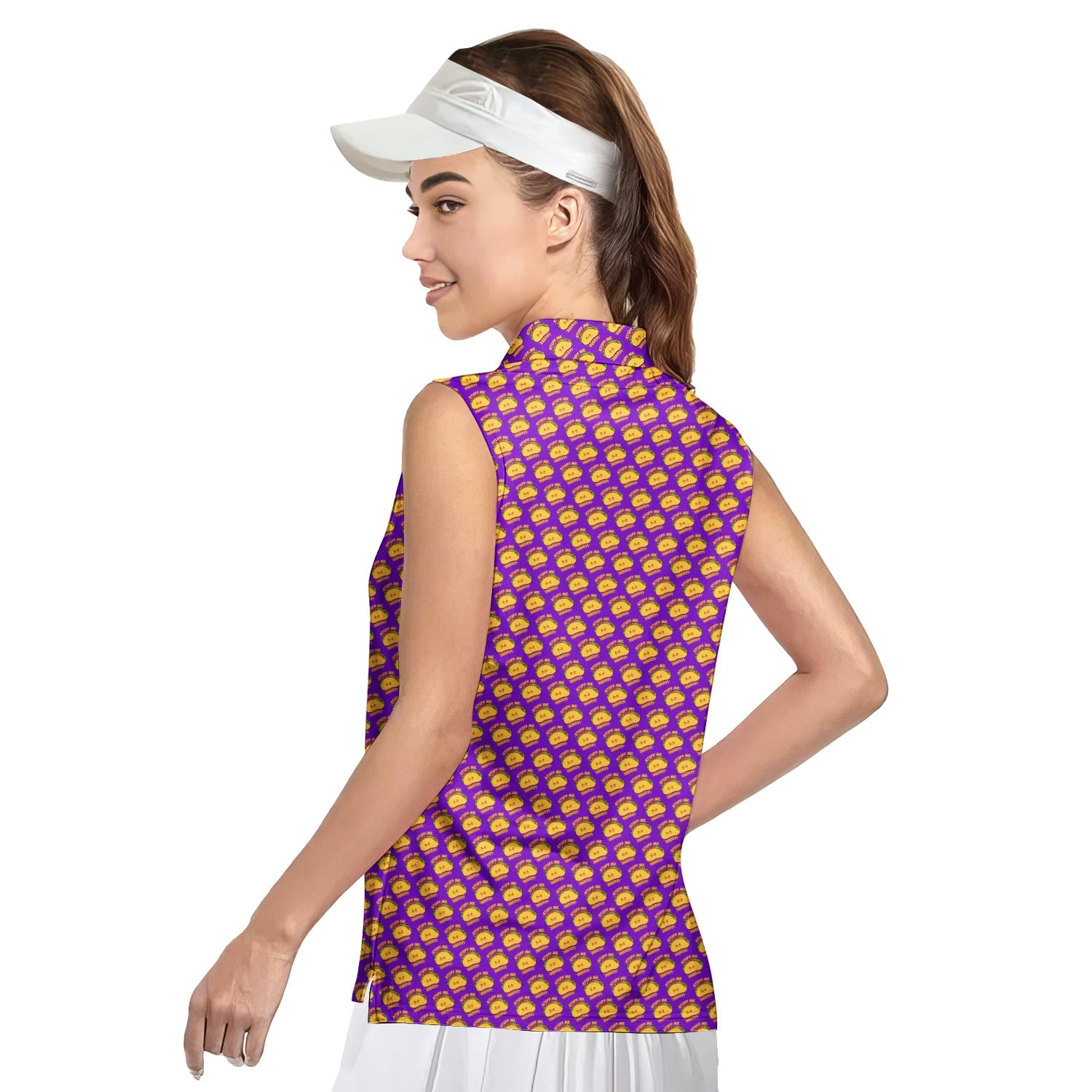Stuff Me Daddy-Women Sleeveless Polo Shirt-Gerbera Prints