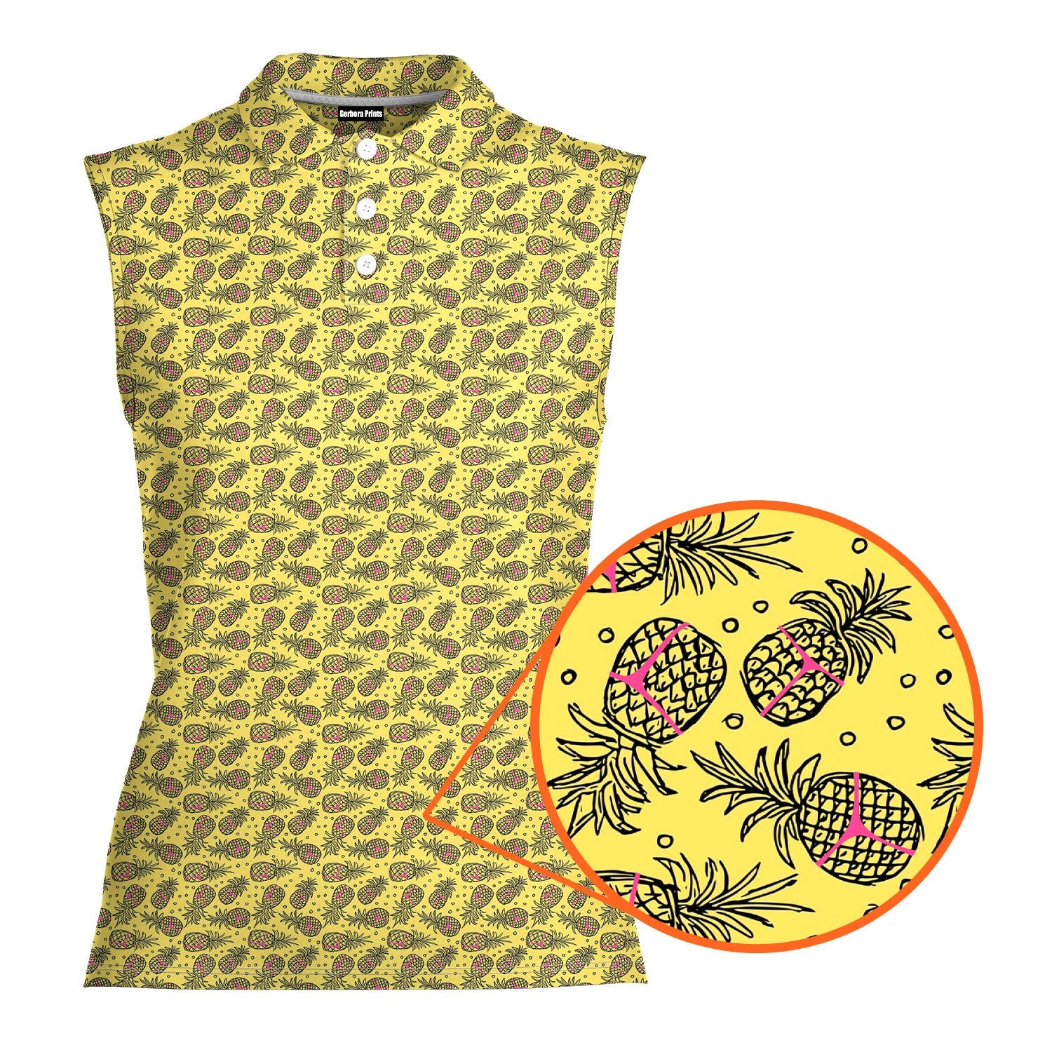 Pineapple Slut-Women Sleeveless Polo Shirt-Gerbera Prints