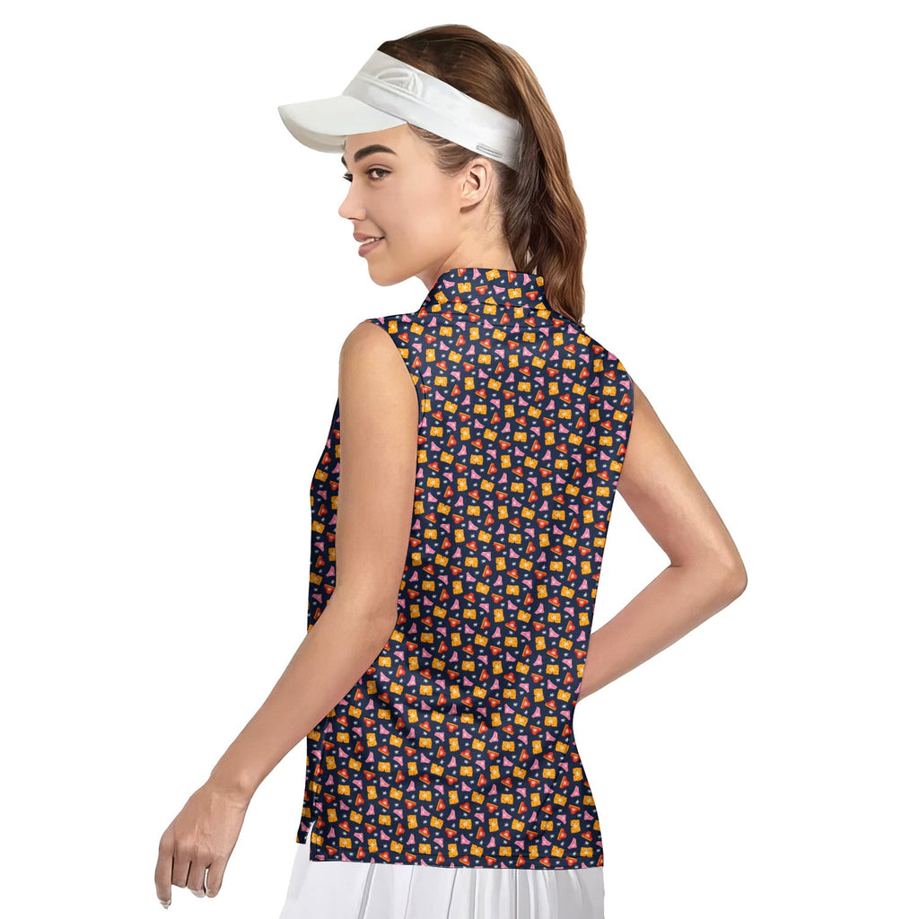Wet Dream-Women Sleeveless Polo Shirt-Gerbera Prints