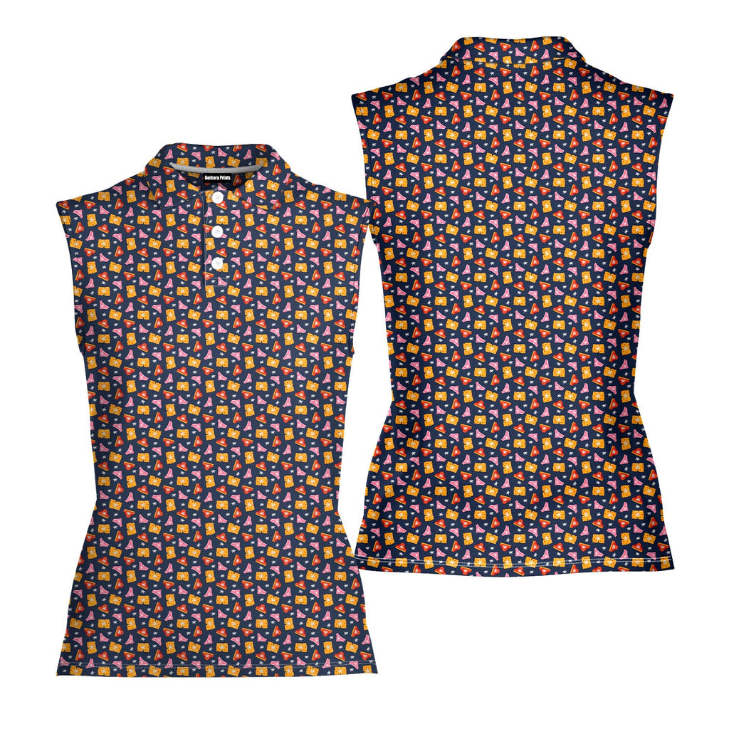 Wet Dream-Women Sleeveless Polo Shirt-Gerbera Prints