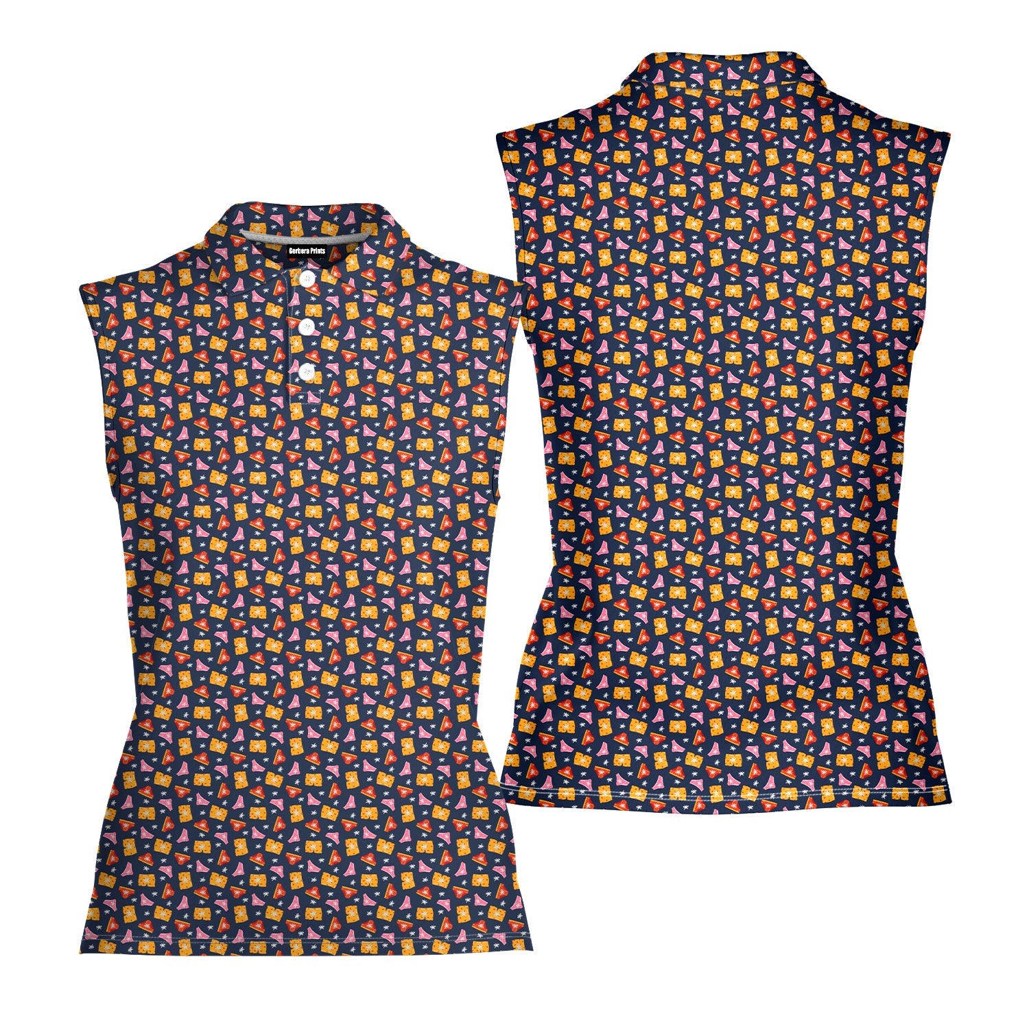 Wet Dream-Women Sleeveless Polo Shirt-Gerbera Prints