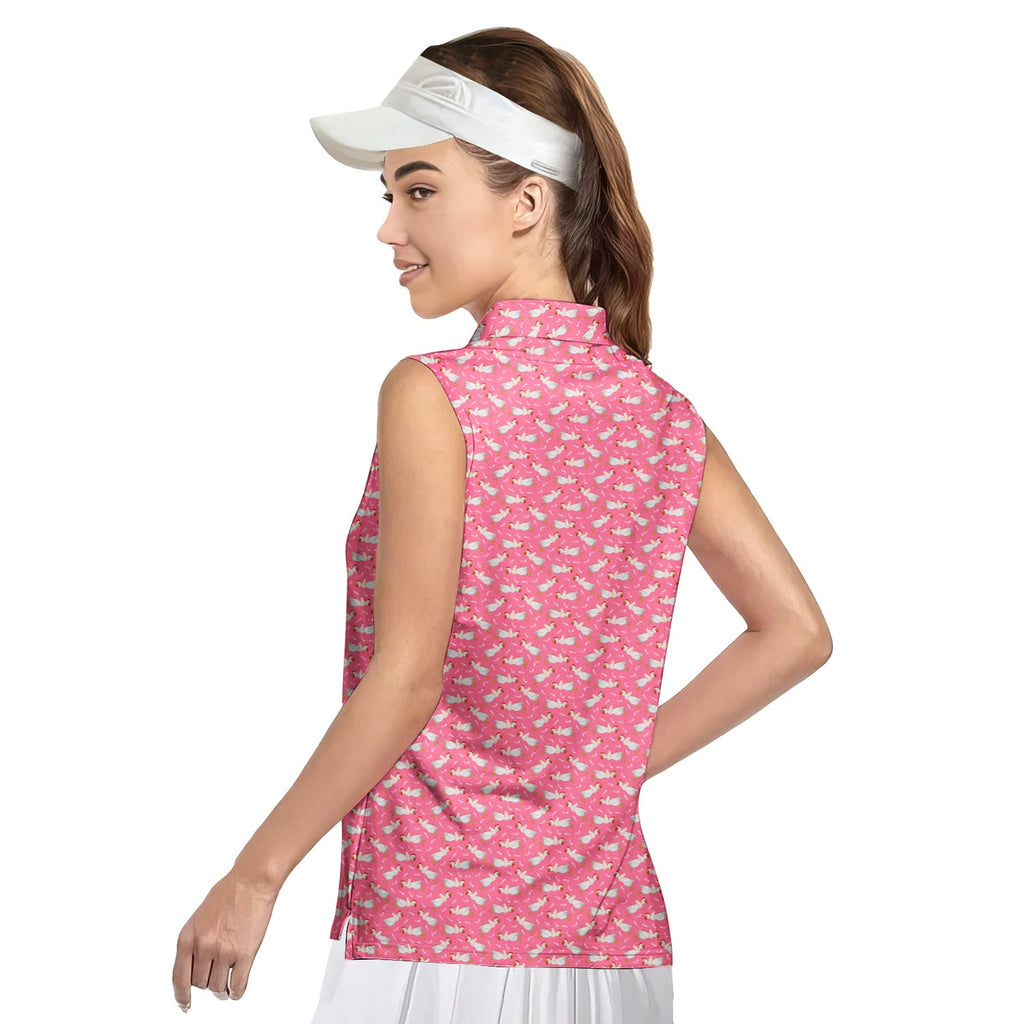 Choking The Chicken-Women Sleeveless Polo Shirt-Gerbera Prints