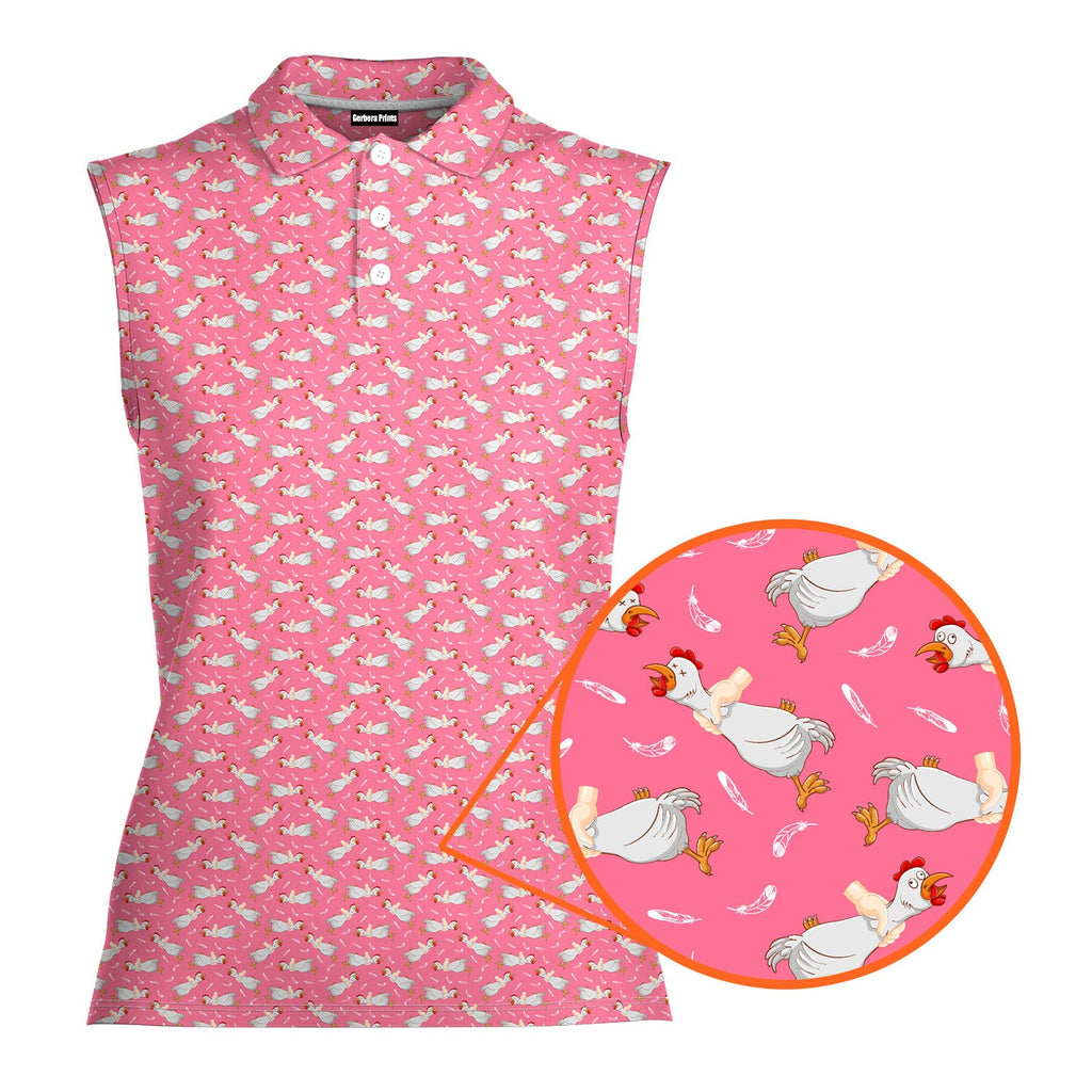 Choking The Chicken-Women Sleeveless Polo Shirt-Gerbera Prints