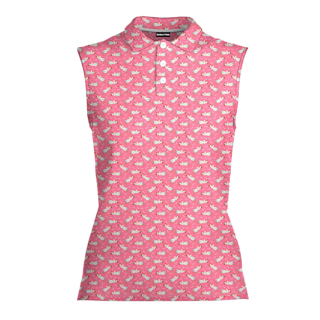 Choking The Chicken-Women Sleeveless Polo Shirt-Gerbera Prints