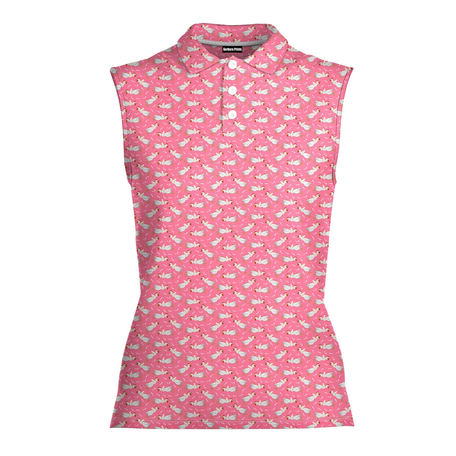 Choking The Chicken-Women Sleeveless Polo Shirt-Gerbera Prints