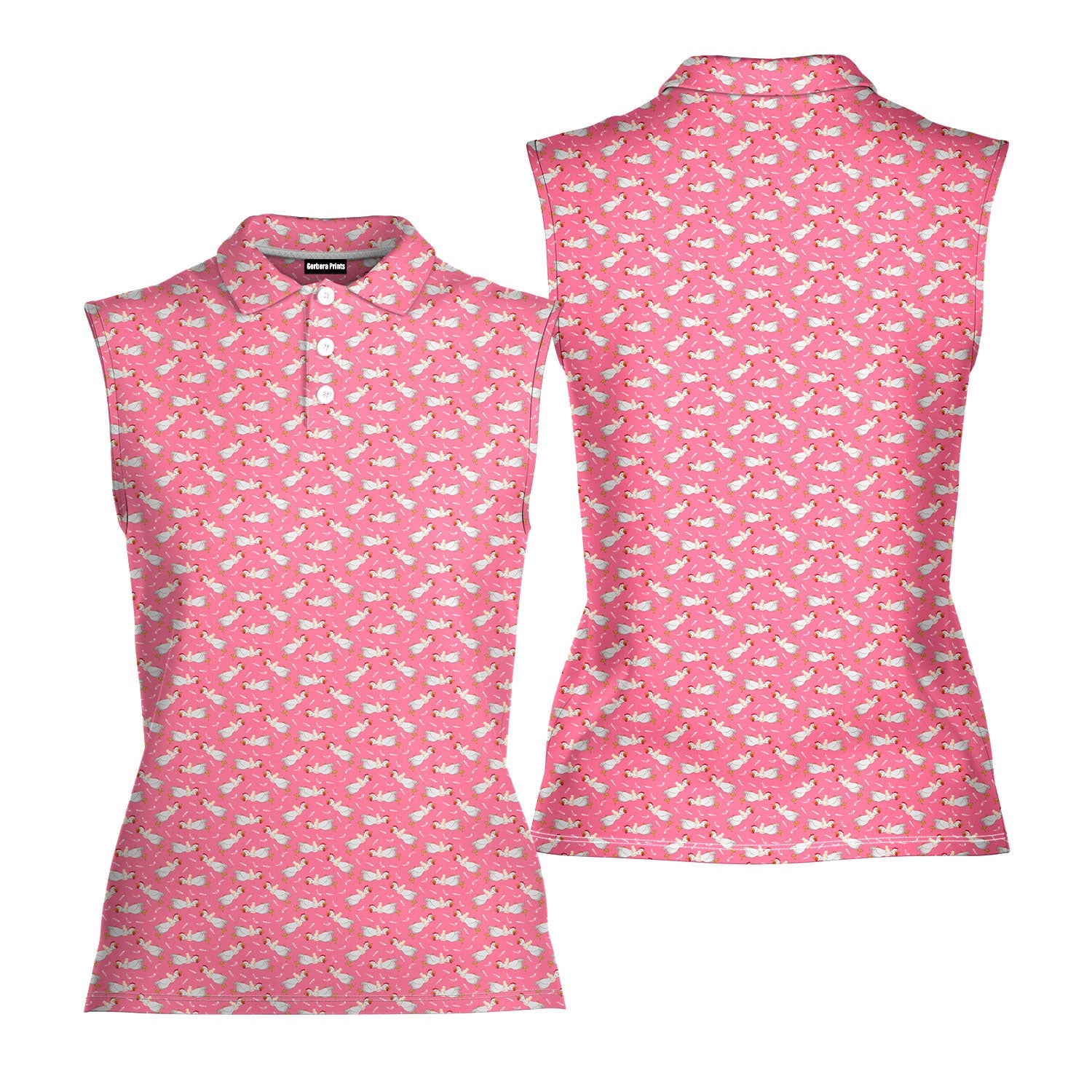 Choking The Chicken-Women Sleeveless Polo Shirt-Gerbera Prints