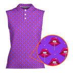 Disco Stick-Women Sleeveless Polo Shirt-Gerbera Prints