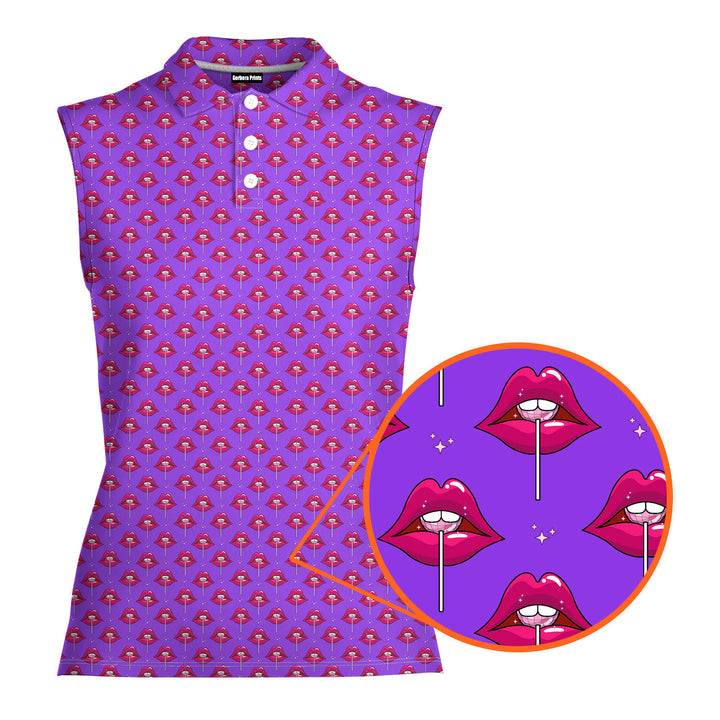 Disco Stick - Ladies Sleeveless Golf Polo Shirt 