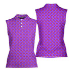 Disco Stick-Women Sleeveless Polo Shirt-Gerbera Prints