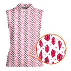 Vertical Smile-Women Sleeveless Polo Shirt-Gerbera Prints