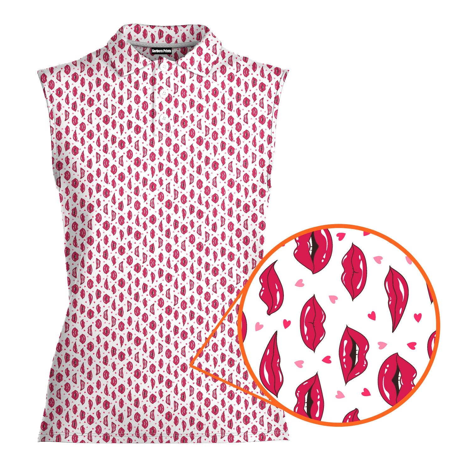 Vertical Smile-Women Sleeveless Polo Shirt-Gerbera Prints