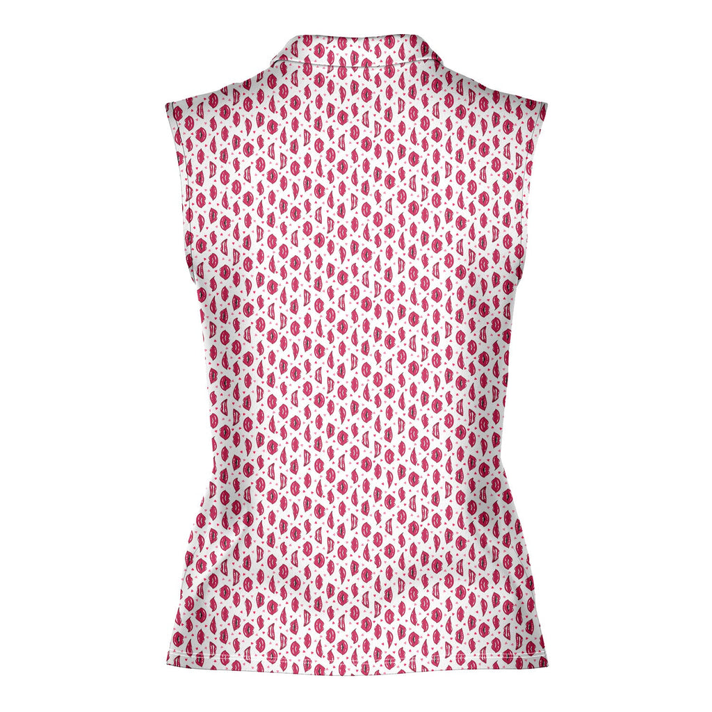Vertical Smile-Women Sleeveless Polo Shirt-Gerbera Prints