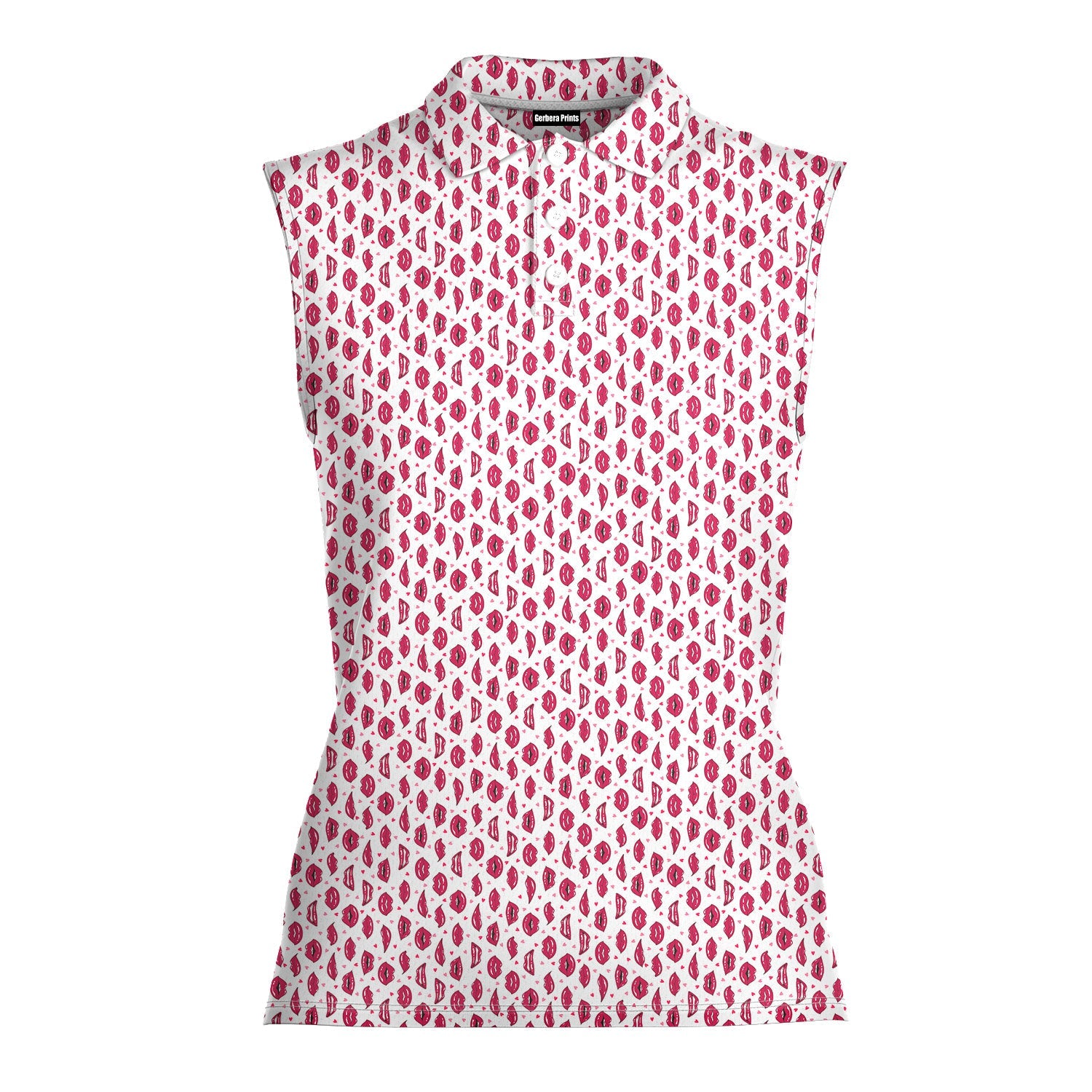 Vertical Smile-Women Sleeveless Polo Shirt-Gerbera Prints