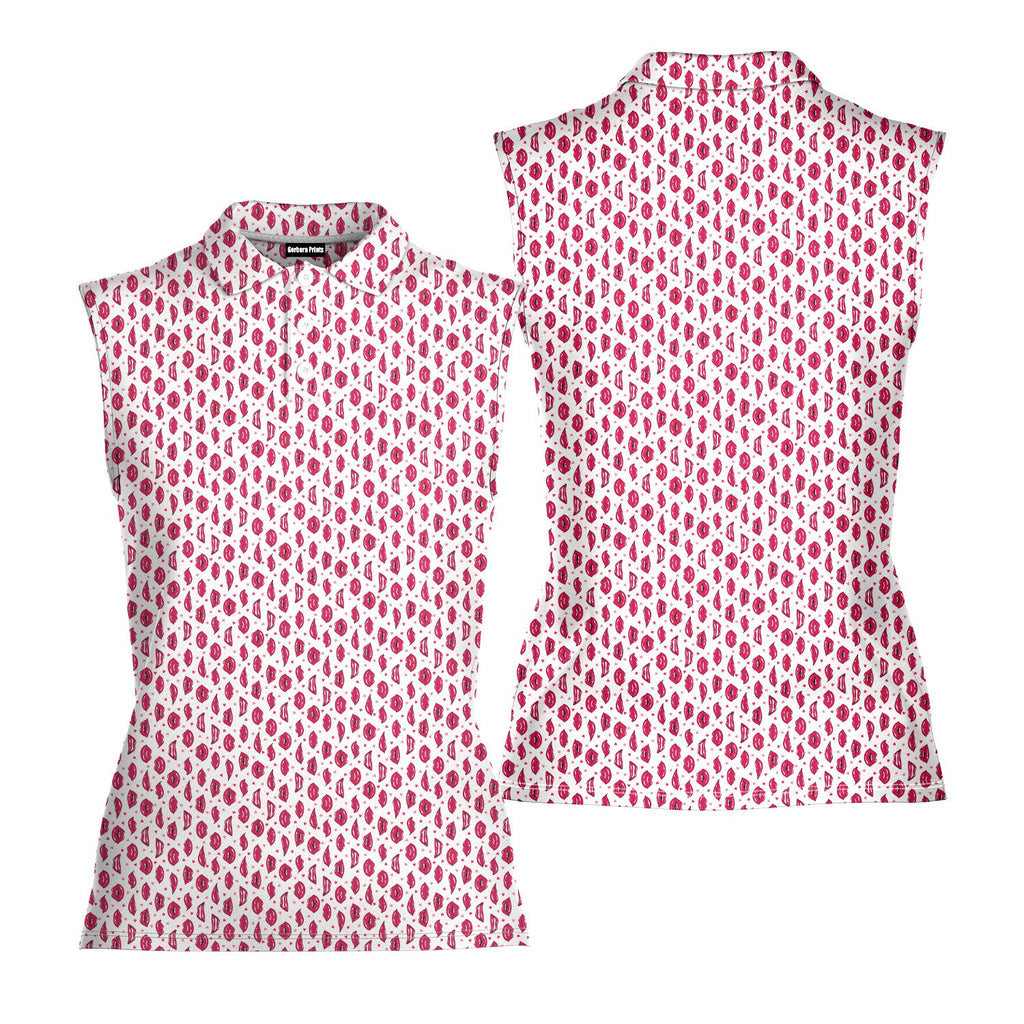 Vertical Smile-Women Sleeveless Polo Shirt-Gerbera Prints