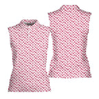Vertical Smile-Women Sleeveless Polo Shirt-Gerbera Prints