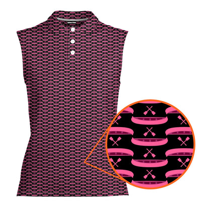 Paddle the Pink Canoe - Ladies Sleeveless Golf Polo Shirt