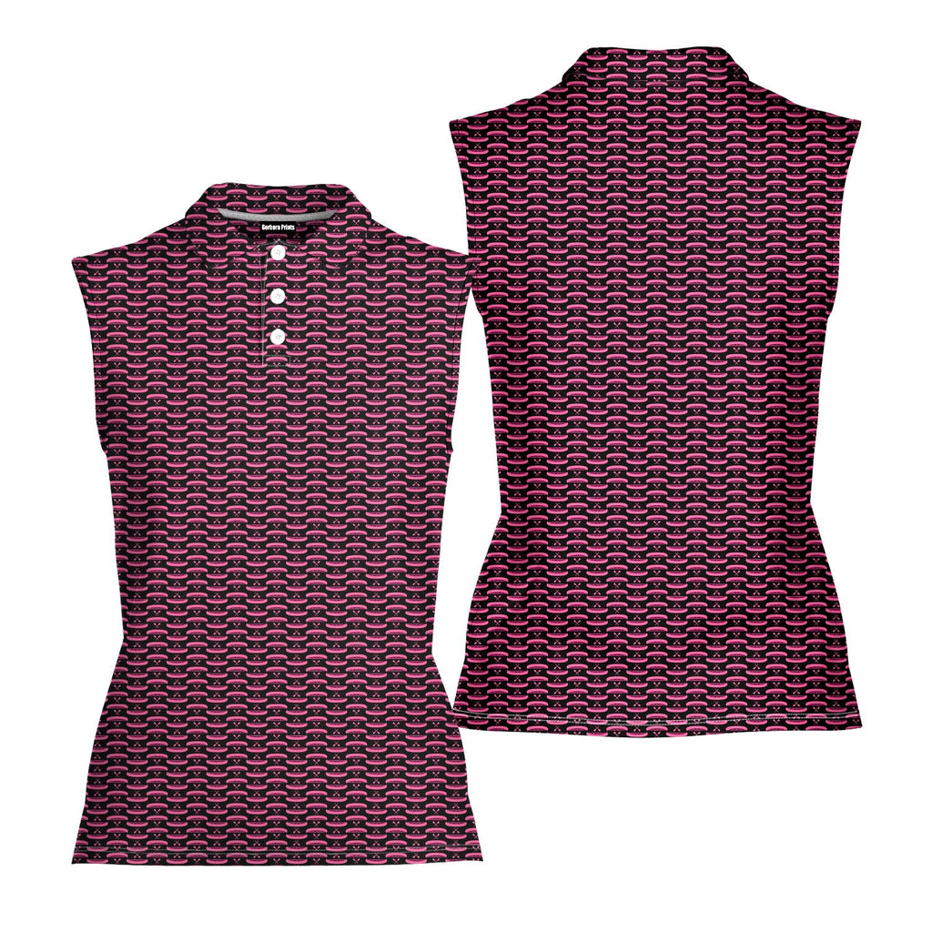 Paddle the Pink Canoe-Women Sleeveless Polo Shirt-Gerbera Prints