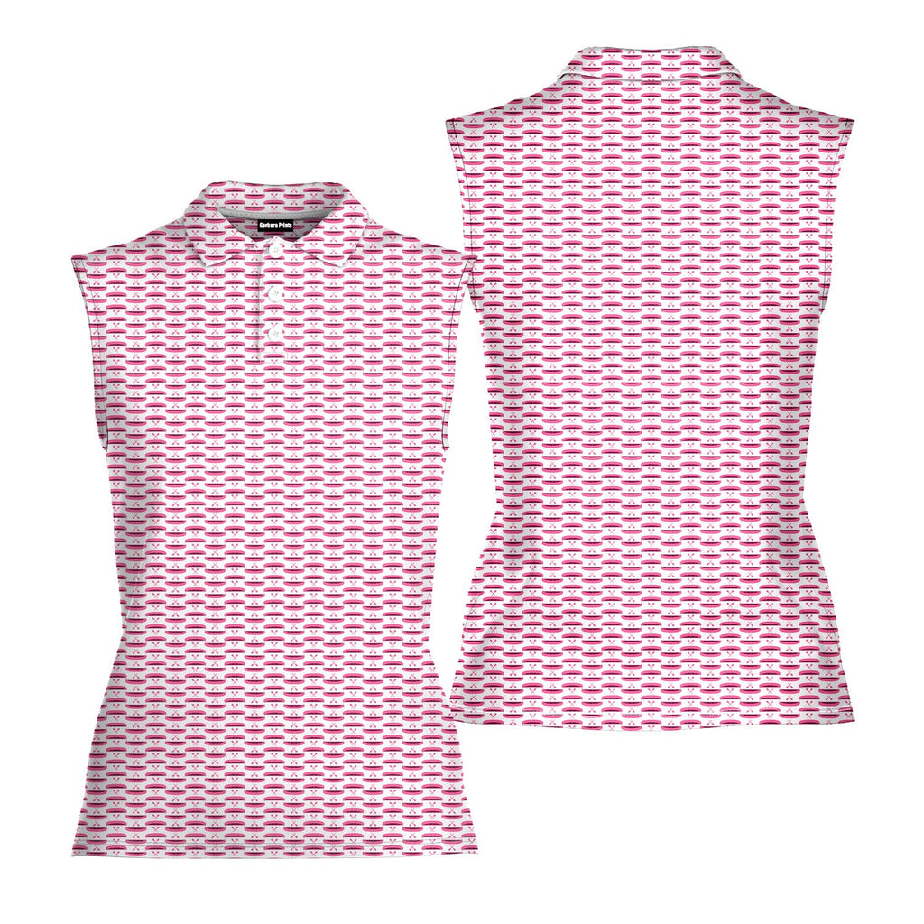 Paddle the Pink Canoe-Women Sleeveless Polo Shirt-Gerbera Prints