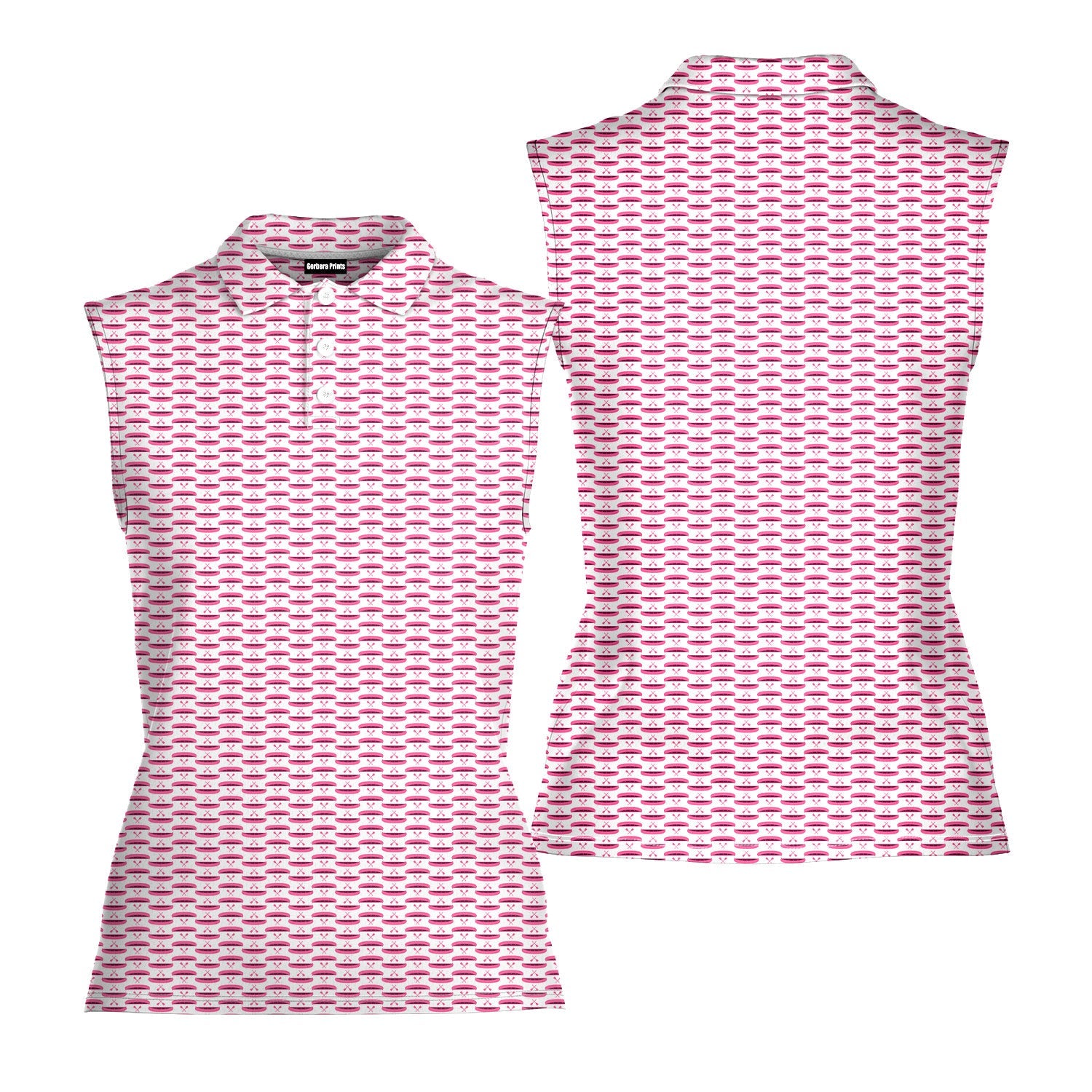 Paddle the Pink Canoe-Women Sleeveless Polo Shirt-Gerbera Prints