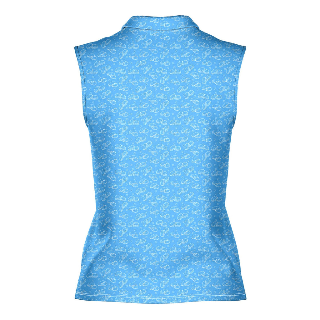 Cream Pie-Women Sleeveless Polo Shirt-Gerbera Prints
