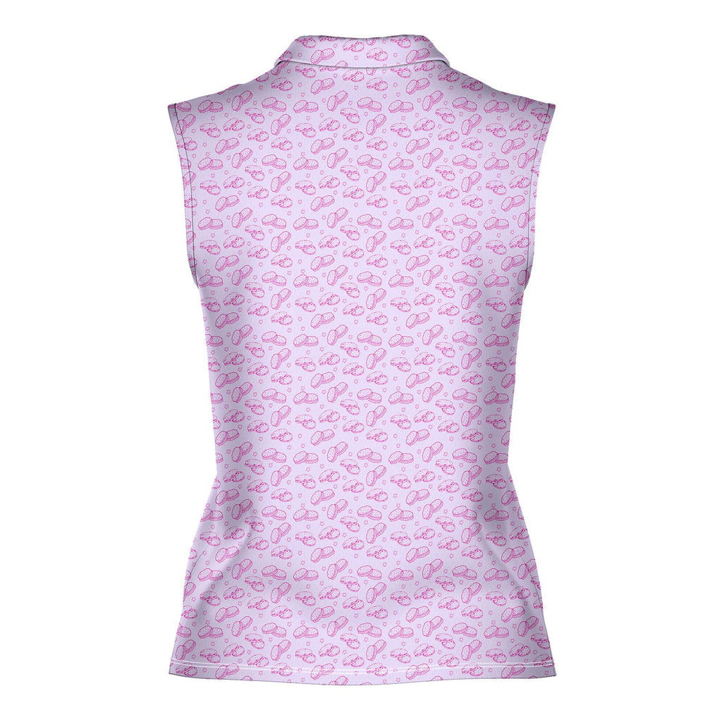 Cream Pie-Women Sleeveless Polo Shirt-Gerbera Prints