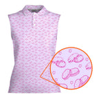 Cream Pie-Women Sleeveless Polo Shirt-Gerbera Prints