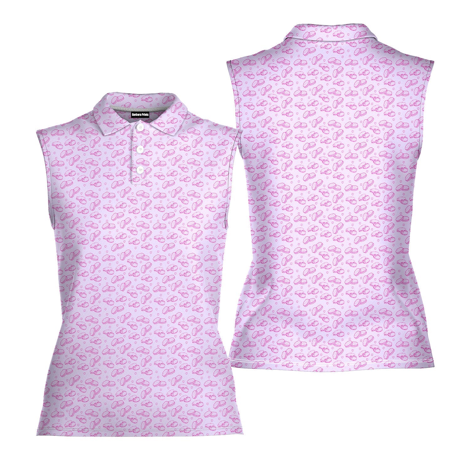 Cream Pie-Women Sleeveless Polo Shirt-Gerbera Prints