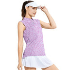 Cream Pie-Women Sleeveless Polo Shirt-Gerbera Prints